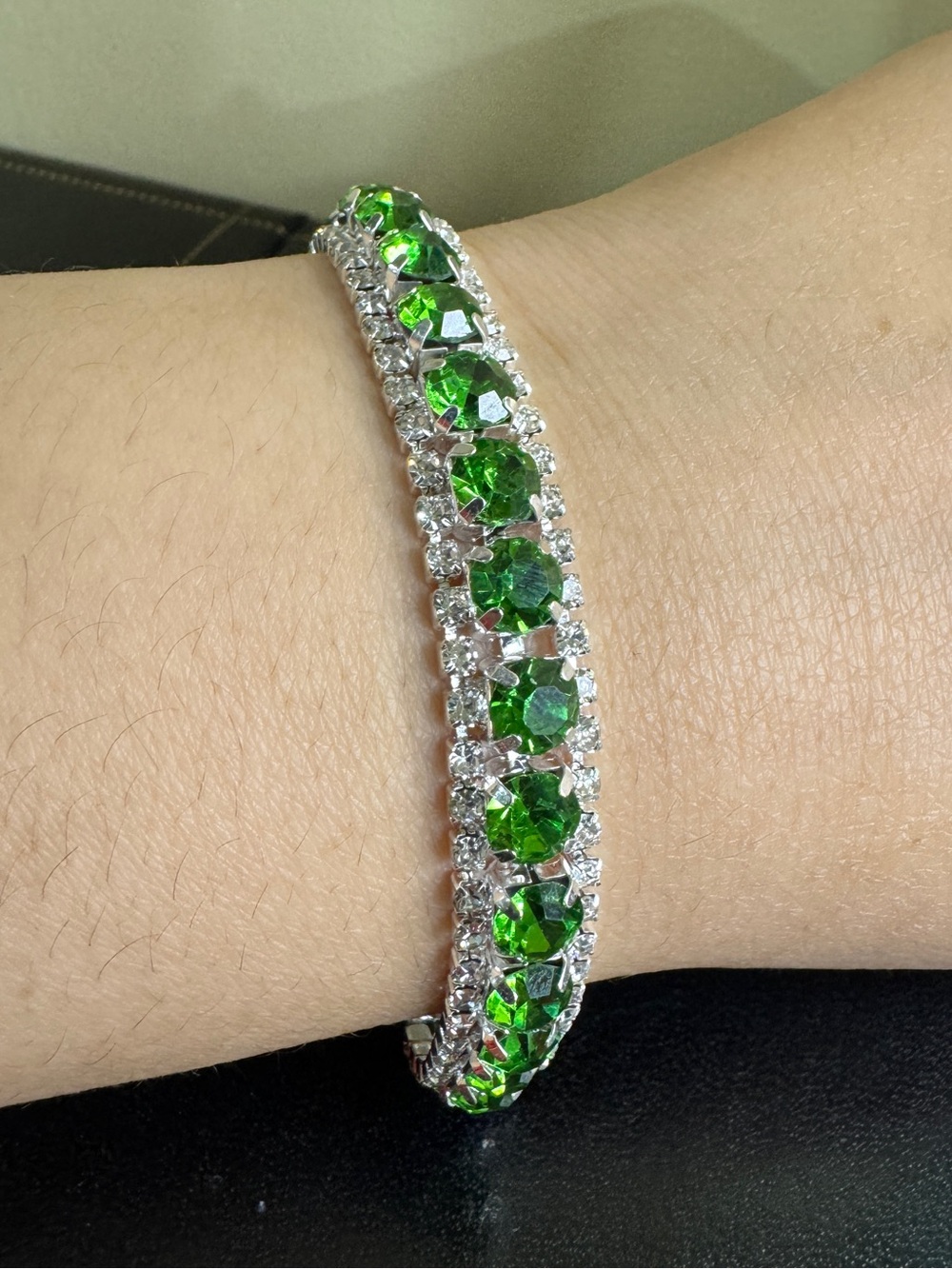 Green Crystal Tennis Bracelet - Women Jewelry